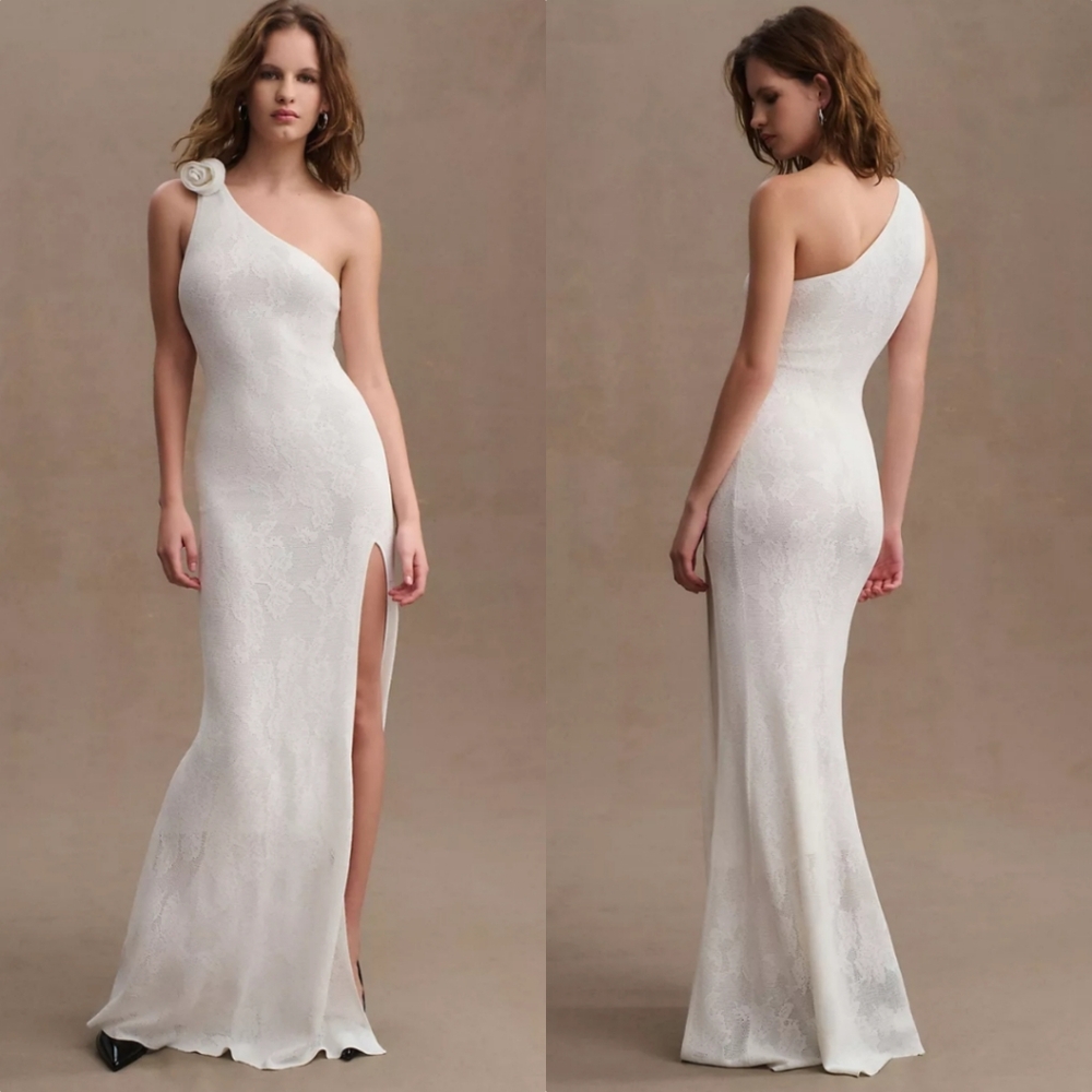 Ronny Kobo Owena One-Shoulder Side-Slit Gown - Picture 1 of 15